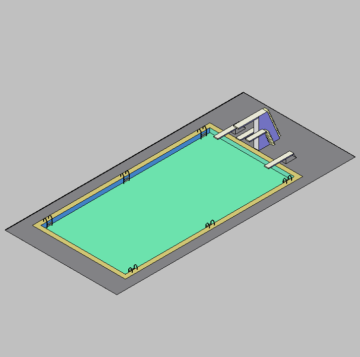 Bloque Autocad Vista de Piscina en 3D